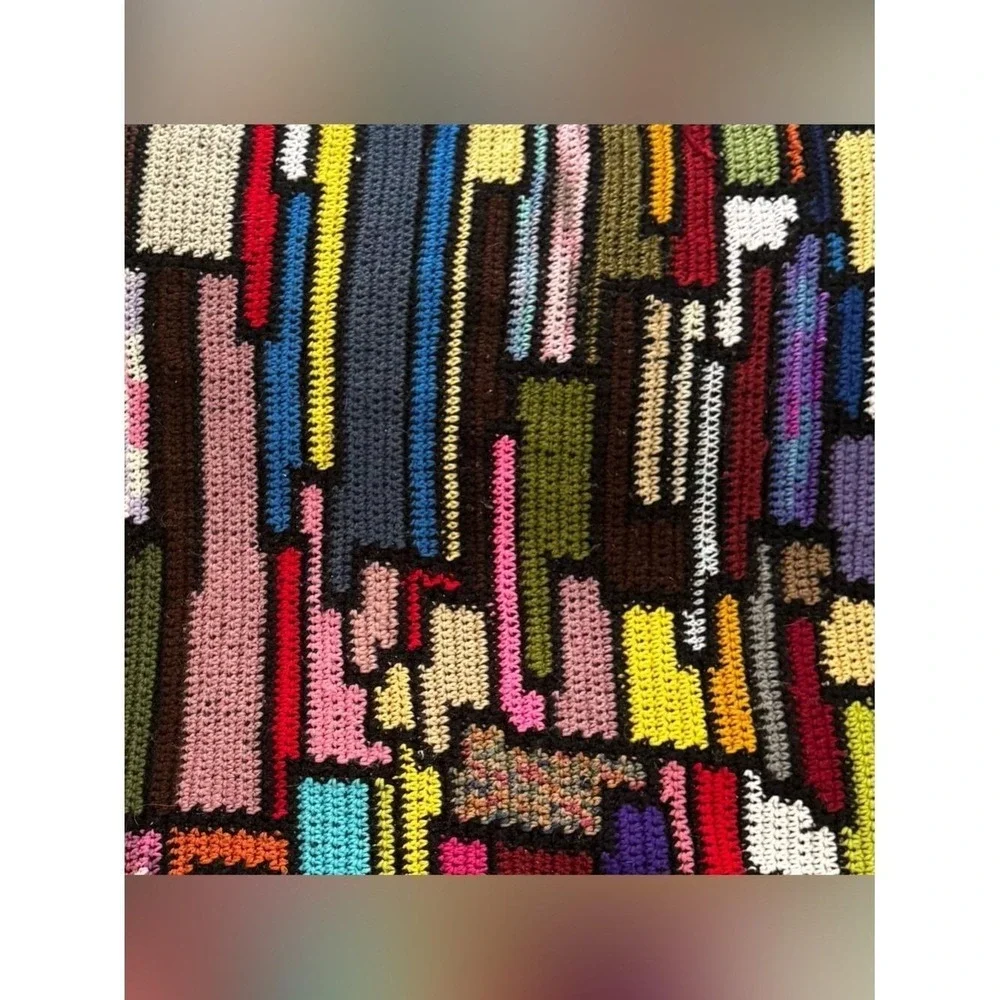 Handmade Crochet Throw Stained Glass Pattern Multicolor 50